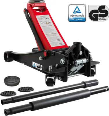 Produktbild von Arebos 3T Hydraulický manévrovací zvedák plochý | podjezdová výška 85-500 mm | dvojitý píst | 3 podpěry | zvedák | zvedací stojan KFZ Auto PKW