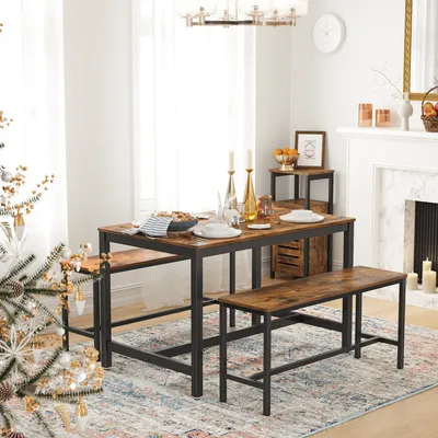 Produktbild von VASAGLE 2er Set Esstischbänke Sitzbank stabiles Eisengestell 108 x 50 x 32,5 cm für Küchenbänke Industrie-Design Vintage KTB33X