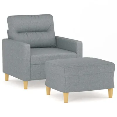 Zdjęcie produktu dla vidaXL Fotel ze stołkiem jasnoszary 60 cm tkanina