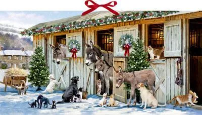 Immagine prodotto di Calendario dell'Avvento da parete - Natale nostalgico con gli animali della stalla