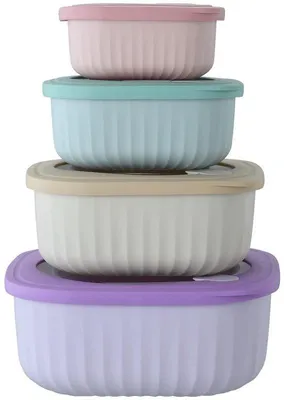 Productafbeelding van Voedselopslagcontainers Set van 4 - Luchtdichte Bewaardozen - BPA-vrij Plastic - Magnetron/Vaatwasmachinebestendig - Ruimtebesparend - 450/850/1400/2250ml