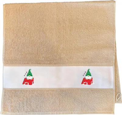 Produktbild von Huuraa Handtuch Ho Ho Ho Wichtel Weihnachtsgeschenk 50x100cm Sand Baumwolle Handtuch Geschenkidee