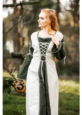 Produktbild von Mittelalter Kleid Natur/Grün „Amalia“ M