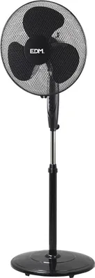 Image de Ventilateur De Pied Noir Edm Hauteur Réglable, Puissance 45w, ø40cm - Edm