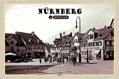 Produktbild von vianmo Holzschild 20x30 cm Nürnberg Wöhrd Altstadt Gemälde Bildmotiv Reisemotiv Abenteuer Reisen