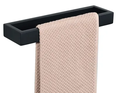 Productafbeelding van Handdoekhouder zwart, 26 cm. Handdoekhouder voor de badkamer, handdoekstang, gastendoekhouder, wandmontage. RVS handdoekhouder voor badkamer en keuken