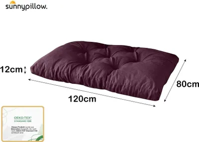 Produktbild von sunnypillow Palettenkissen für Gartenmöbel - Sitzkissen 120 x 80 cm - Palettenauflage für Palettensofa - Palettenpolster, Sitzpolster für Palettenmöbel - Gesteppte Gartenkissen - Kissen Violett