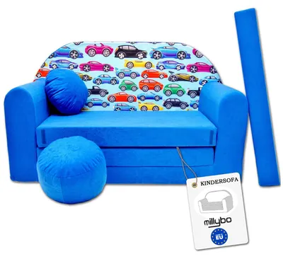 Produktbild von MILLYBO Kindersofa 3in1 – Spielsofa & Schlafsofa für Kinder Blau - C21