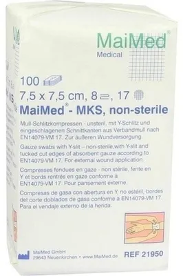 Productafbeelding van Wondkompressen, 7,5x7,5 cm, 8 stuks per verpakking, niet steriel, 100 stuks