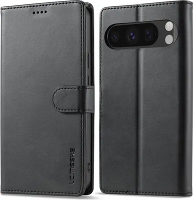 Obrázek produktu pro Pouzdro pro Google Pixel 10/Pixel 10 Pro kožené flipové pouzdro s magnetickým uzávěrem a stojánkem, ochranné pouzdro černé