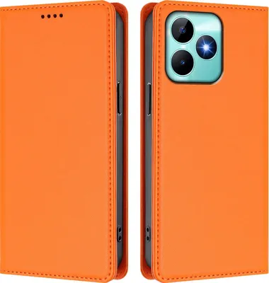 Obrázek produktu pro Kožené pouzdro pro Realme C53/Realme Note 50, magnetické flipové pouzdro zPolyuretankůže se stojánkem Oranžová