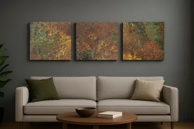 Image de CopperAndCraft Art mural en cuivre Set de 3 120x40 cm, Tableau métallique fait main, Design moderne, décoration murale en métal, fabriqué en UE