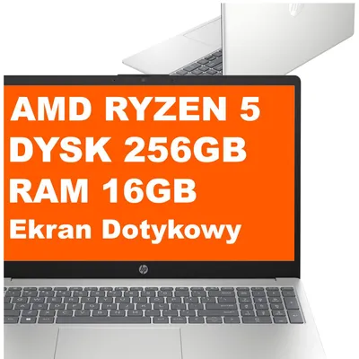 Produktbild von Laptop HP 15-fc0245dx / B58J6UA / Ryzen 5 / 16GB / 256GB / AMD Radeon / HD / Dotyk / Win 11 / Srebrny