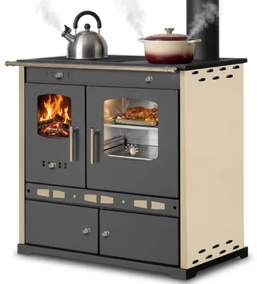 Produktbild von Küchenofen Holzherd ECO LUX INOX, Edelstahlbackfach, creme rechte Version