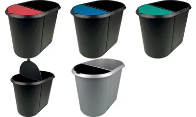 Produktbild von helit Papierkorb "the double", oval, PE, ohne Deckel,schwarz