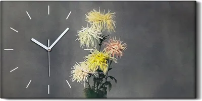 Produktbild von Wohnzimmer-Bild Leinwand Uhr Geräuschlos 60x30 Gemälde Blumen Pflanzen Kunst - weiße Hände