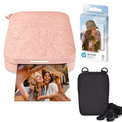 Image de Imprimante photo instantanée portable HP Sprocket 2x3 pouces (rose) avec lot de papier argentique