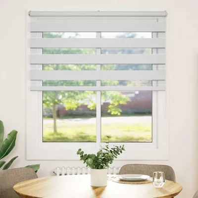 Image de Store double vidaXL blanc 125 x 100 cm, largeur du tissu 120,9 cm, polyester