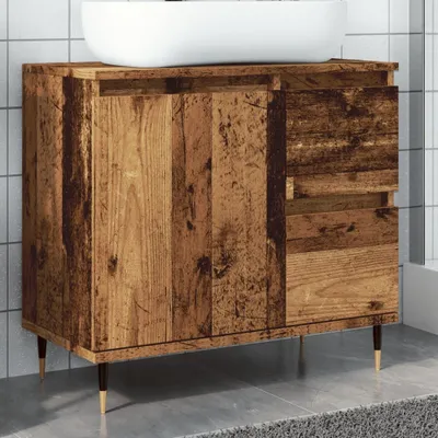 Zdjęcie produktu dla Maison Exclusive – szafka łazienkowa imitująca stare drewno 65 x 33 x 60 cm Materiał drewnopochodny