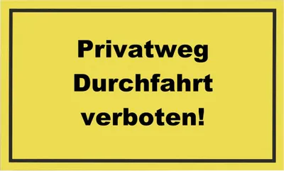 Produktbild von 1x Gebotsschild gelb *Privatweg Durchf. verboten*