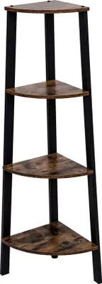 Produktbild von VDD Eck-Bücherregal Industrial Vintage Design Metall Holz schwarz 125 cm hoch