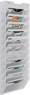 Produktbild von Weisser A4-Tischkalenderhalter, Wanddokumentenhalter, Metall, 12 Fächer
