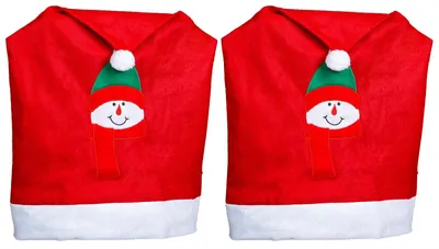 Produktbild von Novaliv Weihnachten Stuhlhussen Set I Rot I Nikolausmütze I Stuhlbezug Weihnachtsdeko Weihnachtsmütze Stuhldeko Husse Stuhl Stuhlüberzug (2, Schneemann)