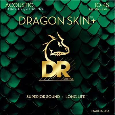 Zdjęcie produktu dla DR Strings Dragon Skin+ Coated 80/20 Extra Light Struny do gitary akustycznej