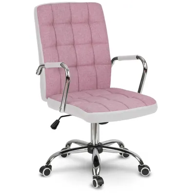 Image de Chaise De Bureau En Tissu Benton Rose Et Blanc