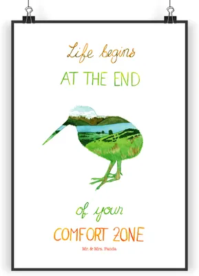 Produktbild von Mr. & Mrs. Panda Bild Kiwi Neuseeland DIN A3 - Geschenk, drucke, Deko Poster, Motivation, wanddeko, Leben, Wandbild, Kiwivogel, Dekoration, Plakat, New Zealand