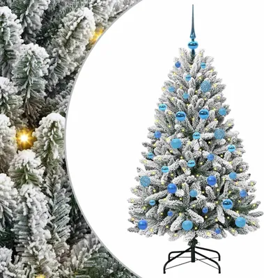 Obrázok produktu pre vidaXL Umelý vianočný stromček zeleno-biely 150 cm PVC a kov