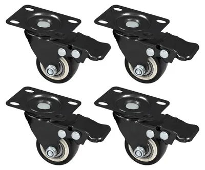 Schwerlastrollen aus Polyurethan mit Bremse 4er Set HMF 6710 38 mm Schwarz