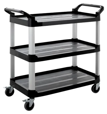 Produktbild von GastroHero Servierwagen Polypropylen groß 3 Etagen Transportwagen 120 kg Tragkraft Rollen Catering Gastro