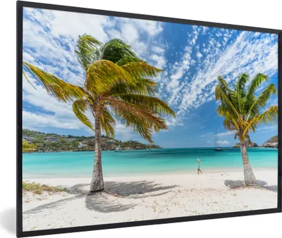 Produktbild von MuchoWow® MuchoWow® Gerahmtes Poster Strand - Palmen - Wolken 90x60 cm - Poster mit zchwarzem Bilderrahmen - Fotorahmen - Foto-Plakat