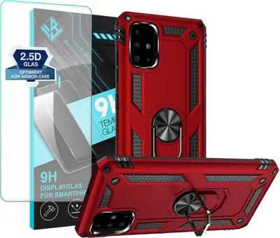 Produktbild von Armor Outdoor Handyhülle für Samsung Galaxy A51 Handy Panzer Case Schutzhülle mit 9H Displayglas Displayschutz Farbe: Rot