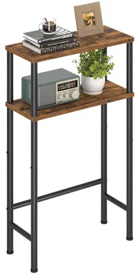 Produktbild von Konsolentisch schmaler Beistelltisch mit 2 Ablagen 40 x 20 x 80 cm Vintagebraun