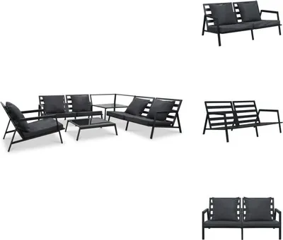 Produktbild von vidaXL 5-tlg. Garten-Lounge-Set mit Auflagen Aluminium Dunkelgrau -  Gartenmöbel-Sets