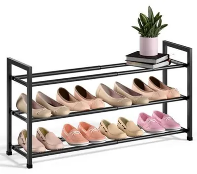 Obrázok produktu pre Odnímateľná polica na topánky, 3 úrovne, nastaviteľná, čierna, 45-83 cm