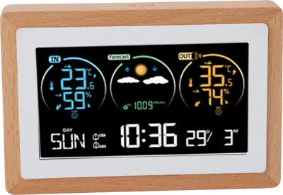 Productafbeelding van Draadloos weerstation met kleurendisplay, voorspelling, temperatuur- en vochtigheidsmeting, intelligent, digitaal, voor binnen- en buitengebruik