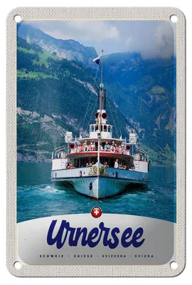 Produktbild von Blechschild Reise 12x18cm Urnersee Schweiz Europa Schiff Gebirge Schild