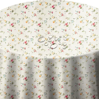 Produktbild von DecoHomeTextil Wachstuch Wachstischdecke Tischdecke Gartentischdecke gefaltet BlumenBeige 130 cm x 220 cm Oval