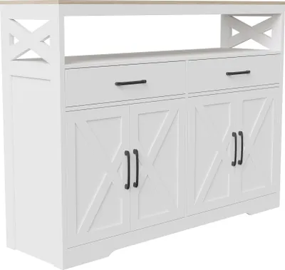 Produktbild von Sideboard, Küchenschrank mit 2 Schubladen und 4 Türen, Küchenkommode, Buffetschrank mit Arbeitsplatte für Wohnzimmer Esszimmer, Verstellbare Ablage, 140x105x40cm