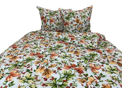 Image de Linge de lit, linge de lit en piqué gaufré, sans repassage, 100 % coton, 160 x 200, 2609-2 Feuilles d'automne