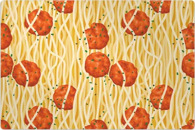 Produktbild von Küchenmatte 140x210 cm Vinylmatte Bodenmatte Dekoration - Spaghetti Frikadellen