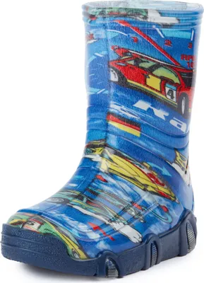 Produktbild von Ladeheid Kinder Mädchen Jungen Gummistiefel Gefüttert SwkBW (Blau Auto, 21/22)