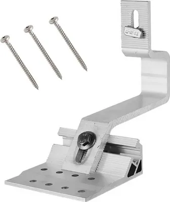 Produktbild von Mounting System Alpha Dachhaken ALU, 3-fach verstellbar, für Solarmodule, Pfannendach, Dachsparrenmontage, inkl. Hammerkopf, Befestigungsschraube, Sperrzahnmutter