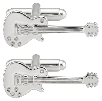 Image de Solidchoice - Manches de chemise en argent sterling en forme de guitare, avec boîte cadeau