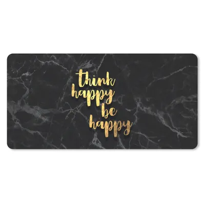 Produktbild von MuchoWow® Mauspad Mousepad Zitat - Glücklich - Gold - Marmor 60x30 cm - Mousepads - Maus Mat - Pad - Mausunterlage - Nachhaltig