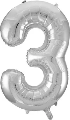 Produktbild von Unique Folienballon Zahl 3 silber ca. 86 cm