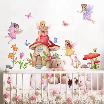 Produktbild von Wandsticker Pilz/Schmetterling – Wanddekoration für Kinderzimmer – Wanddekoration für Schlafzimmer – Wanddekoration für Wohnzimmer – Wanddekoration für Küche – 100% umweltfreundliches Vinyl